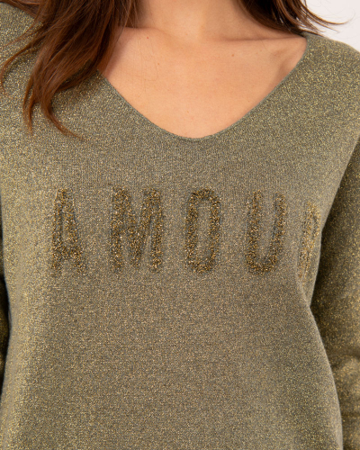 Pull paillettes amour