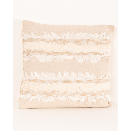 Coussin beige franges