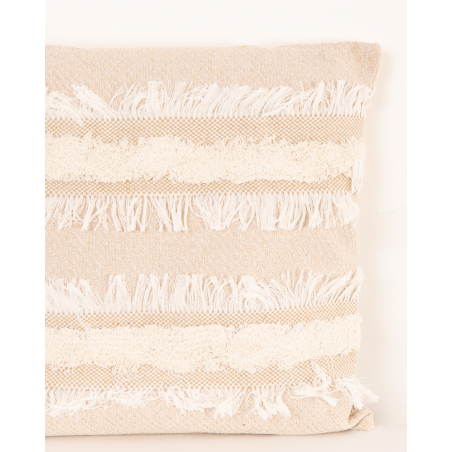 Coussin beige franges
