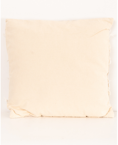 Coussin beige franges
