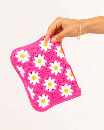 Pochette crochet fuchsia