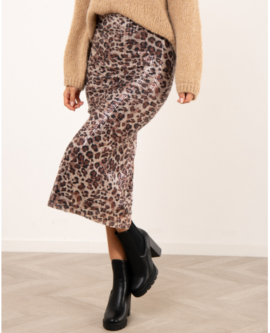 Jupe léopard paillettes