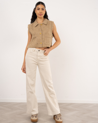 Pantalon large beige