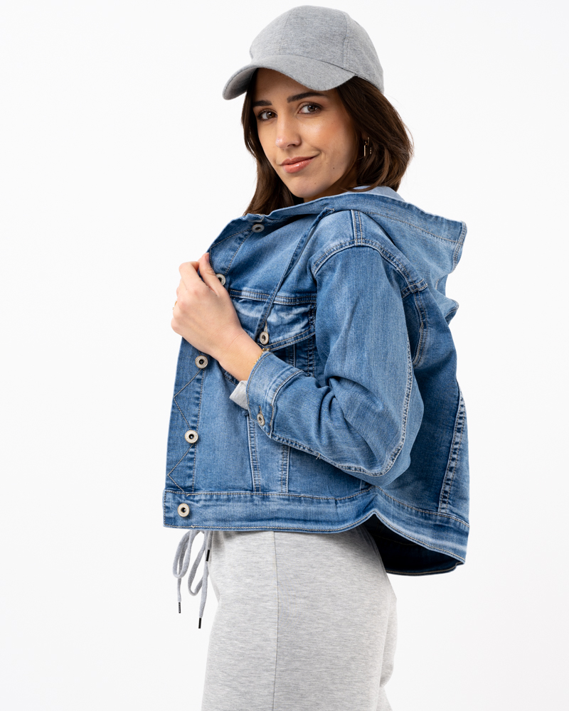 Veste jean capuche