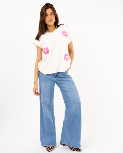 Pull sans manches fleurs
