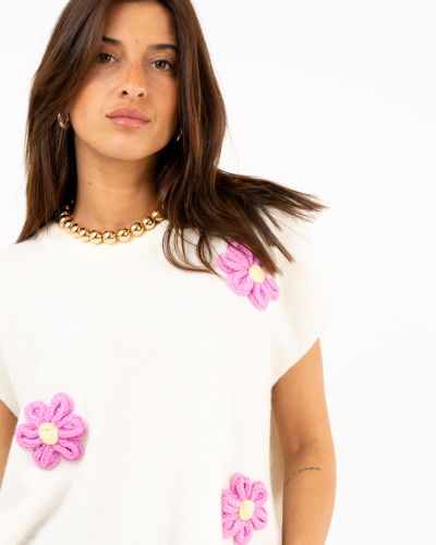 Pull sans manches fleurs