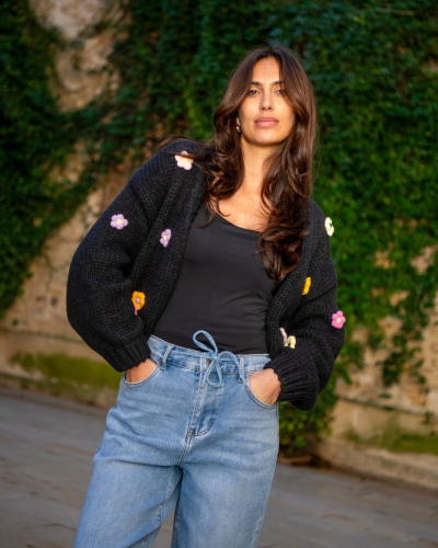 Gilet fleurs multicolores