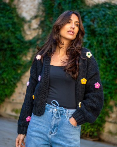 Gilet fleurs multicolores