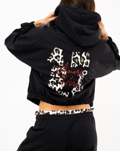 Veste zip print léopard