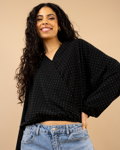 Blouse croisée strass