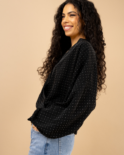 Blouse croisée strass