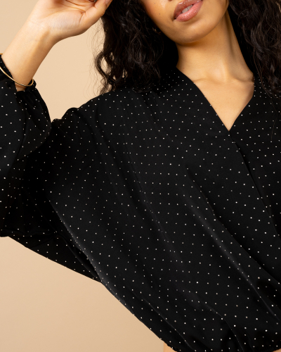 Blouse croisée strass