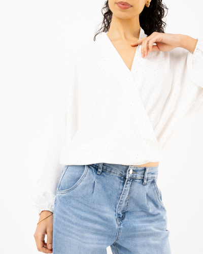 Blouse croisée strass