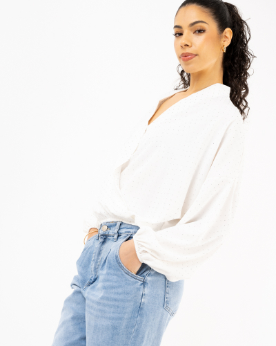 Blouse croisée strass