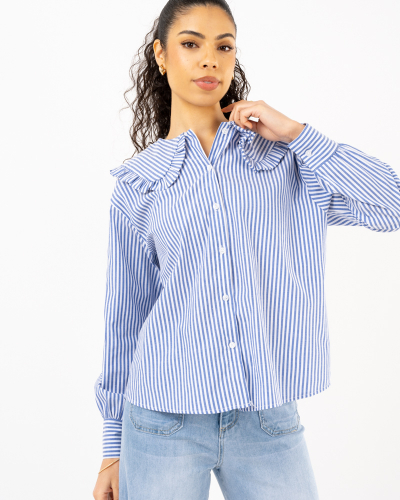 Blouse rayée col claudine