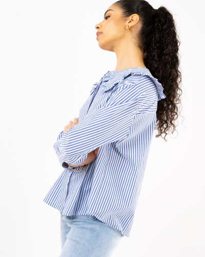 Blouse rayée col claudine