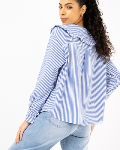 Blouse rayée col claudine