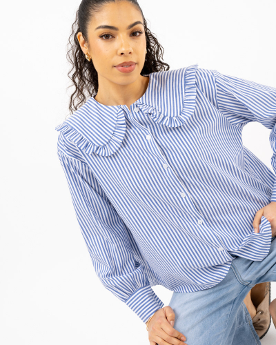 Blouse rayée col claudine