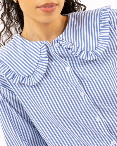 Blouse rayée col claudine