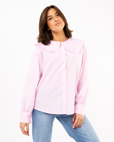Blouse rayée col claudine