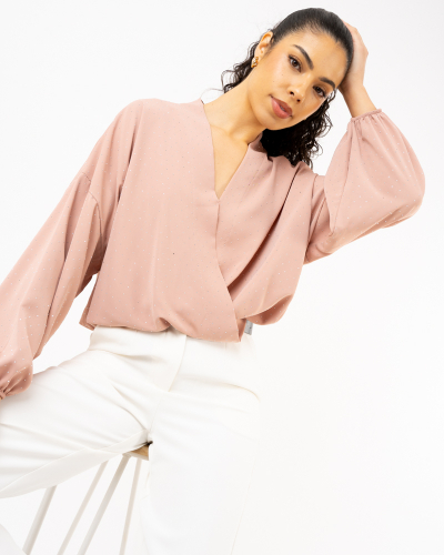 Blouse croisée strass
