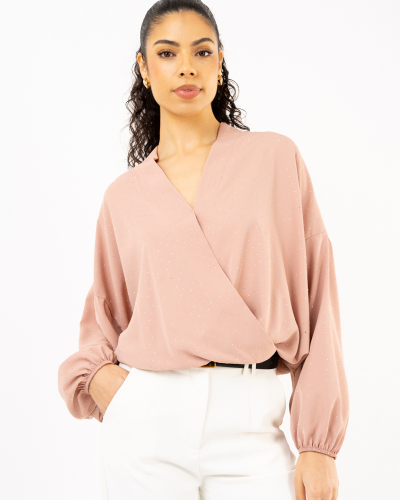 Blouse croisée strass