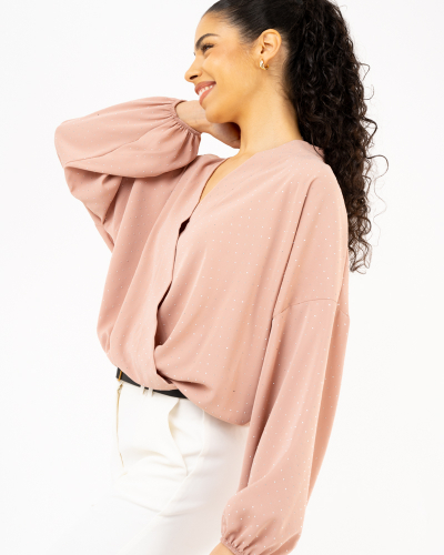 Blouse croisée strass