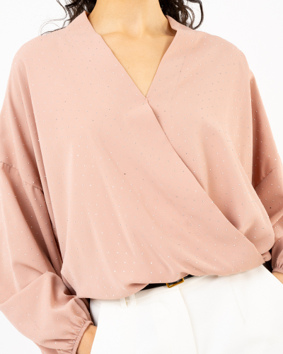 Blouse croisée strass