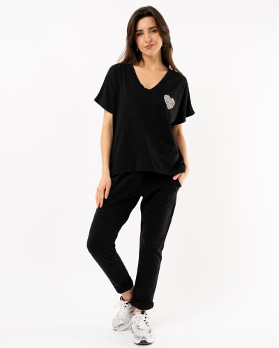 T-shirt coeur strass