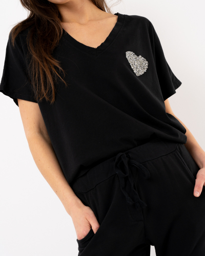T-shirt coeur strass