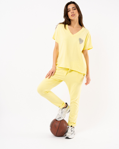T-shirt coeur strass
