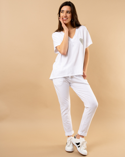T-shirt coeur strass