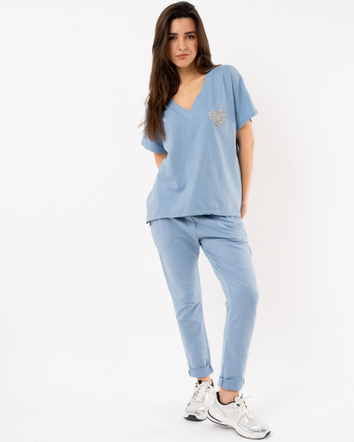 T-shirt coeur strass