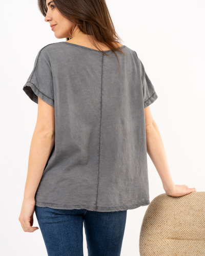T-Shirt délavé coeurs