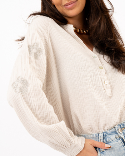 Blouse fleurs lurex