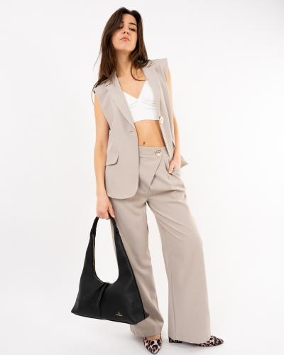 Pantalon bouton doré