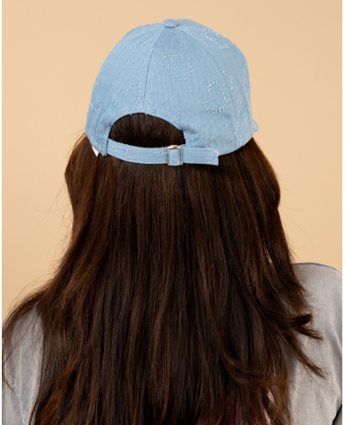 Casquette jean coeurs