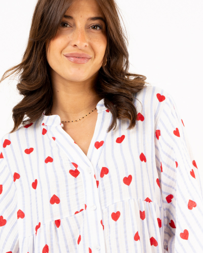 Blouse rayée coeurs