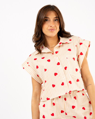 Chemise courte coeurs