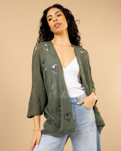 Gilet maille coeur