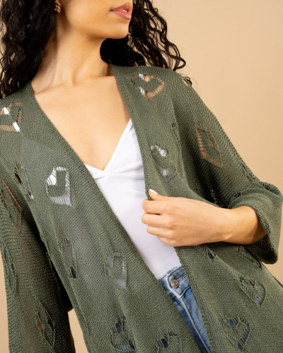 Gilet maille coeur