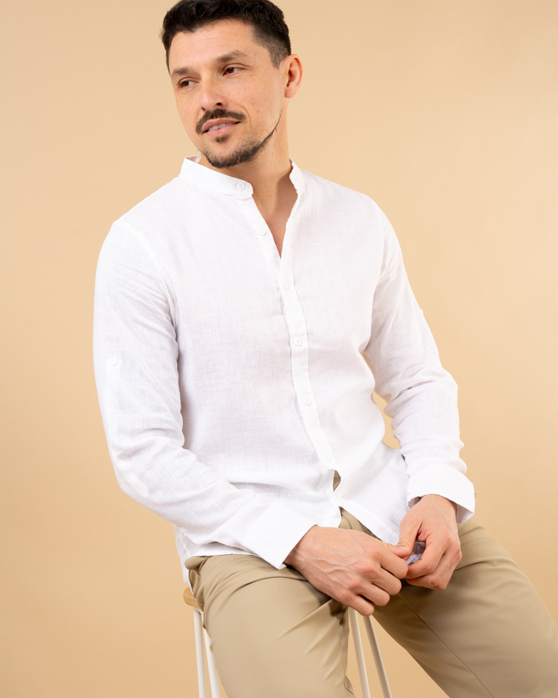 Chemise col mão lin