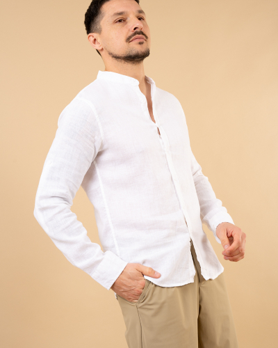 Chemise col mão lin