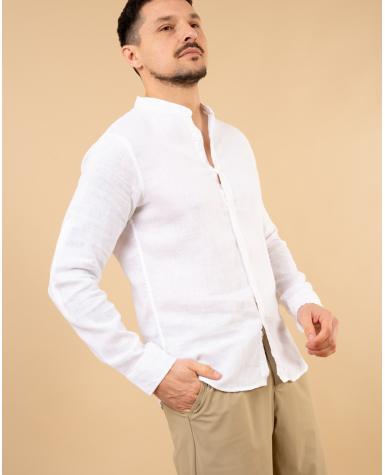 Chemise col mão lin