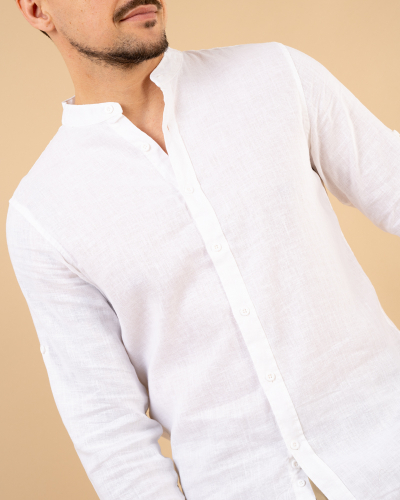 Chemise col mão lin