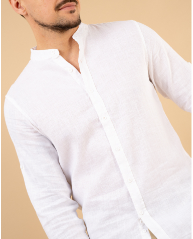 Chemise col mão lin