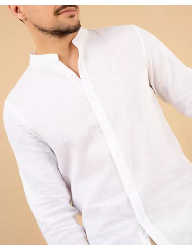 Chemise col mão lin