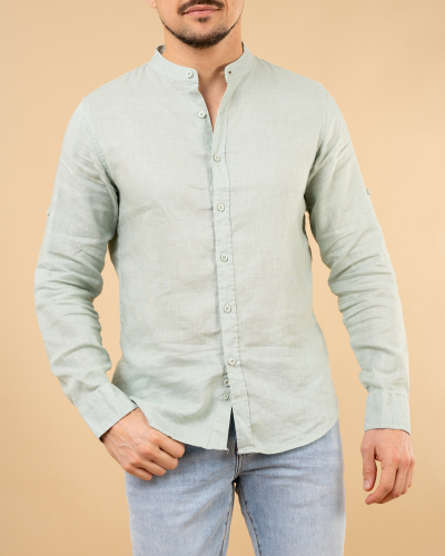 Chemise col mão lin