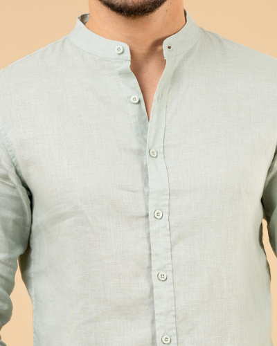 Chemise col mão lin