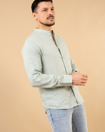Chemise col mão lin